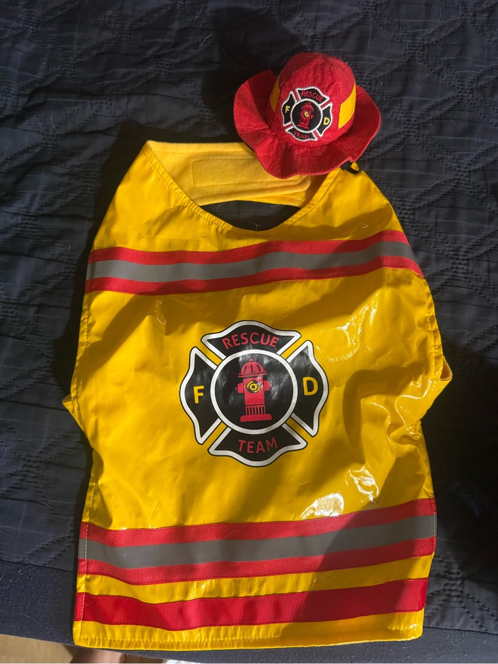 Pets - firefighter with hat dog costume size large